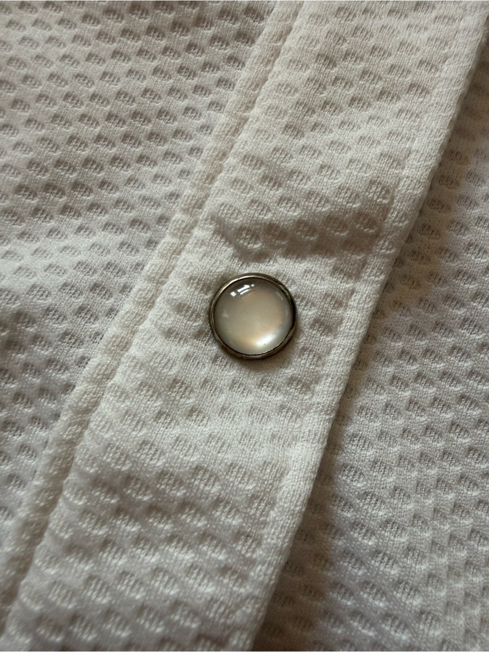 Pearl Izumi White Short-Sleeve Button-Front Top with Light Purple Accents - Picture 5 of 10